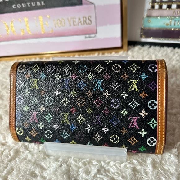 Louis Vuitton Murakami Multicolor Monogram Porte Tresor Wallet Black - Picture 2 of 12